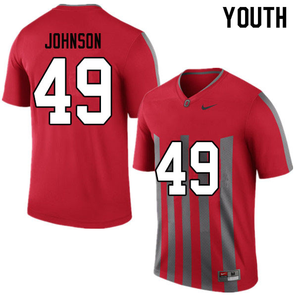 Youth #49 Xavier Johnson Ohio State Buckeyes College Football Jerseys Sale-Throwback